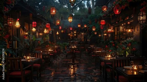 Discover the allure of a hidden oasis in the heart of the city a?" a charming night cafe where the soft glow of lanterns illuminates the laughter and camaraderie of its patrons.
