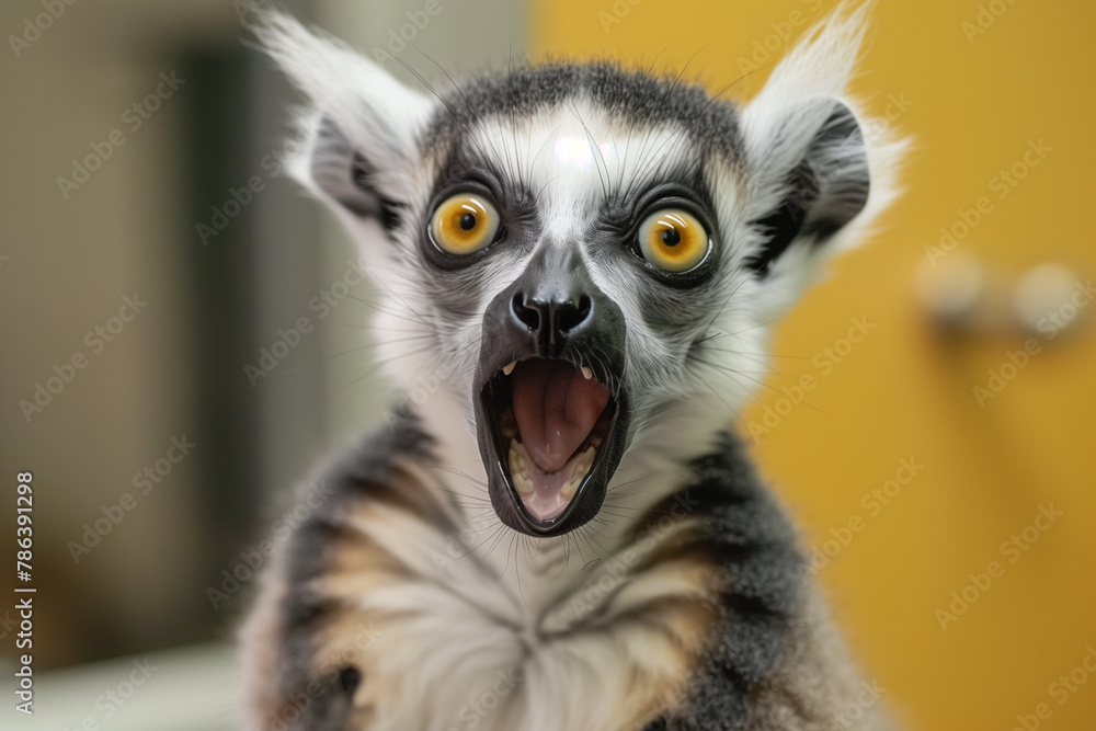 Naklejka premium portrait of ring lemur