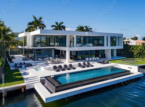 Beautiful modern luxury mansion with swimming pool in Miami © Noor