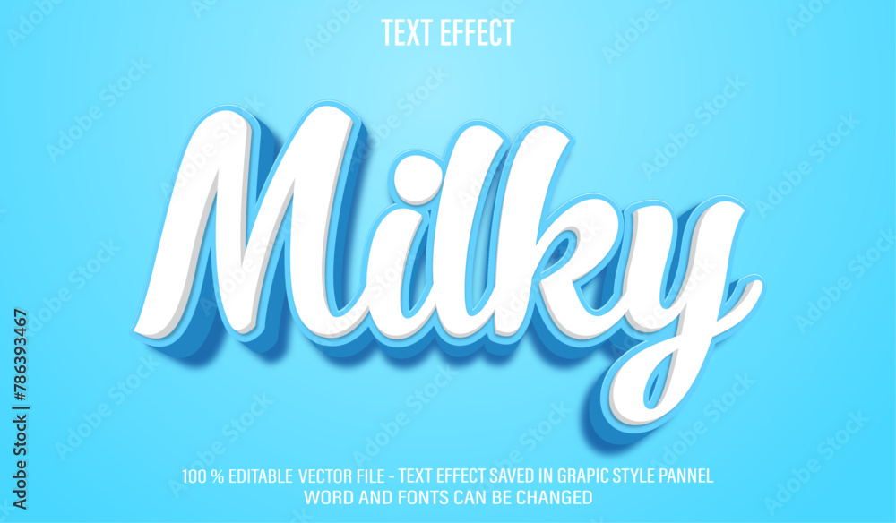 Fototapeta premium Milky 3d editable text effect style