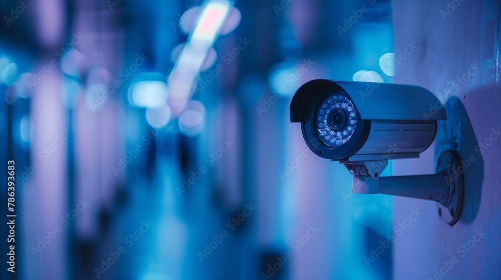 Security Camera Monitoring a Dimly Lit Corridor at Night Security Camera Monitoring a Dimly Lit Corridor at Night