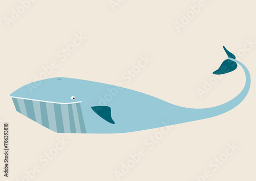 Whale, animal vector illustration, rare and endangered animal, mammal, ocean, sea stock illustration