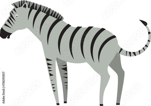 Zebra, animal vector illustration, rare and endangered animal, mammal, wild, asian, indian, chinese, detailed vector file, fully editable, for posters, isolated, clip art, nursery home decor (ID: 786393857)