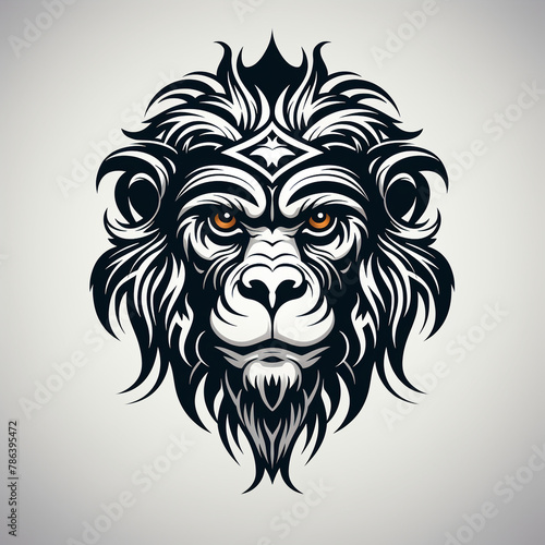 Geometric tattoo style  minimalistic continuous line design of monkey  white background   reated with Generative Ai