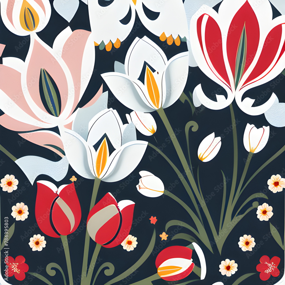 seamless folk art floral pattern seamless folk art floral pattern