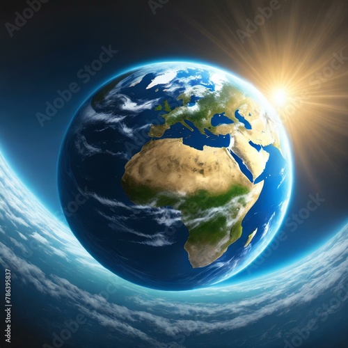 Celestial Masterpiece  Ultra-Realistic Earth Image in High Resolution  Showcasing Detailed Continents  Oceans  and Atmosphere 