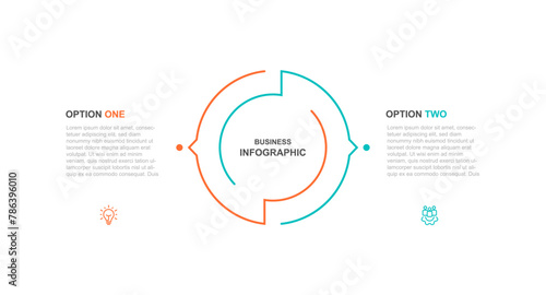 Circle line vector design for infographic template with 2 step concept 