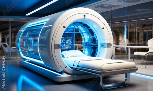 Advanced Medical Imaging Technology: State-of-the-Art MRI/CT Scanner in Hospital Diagnostic Laboratory Environment