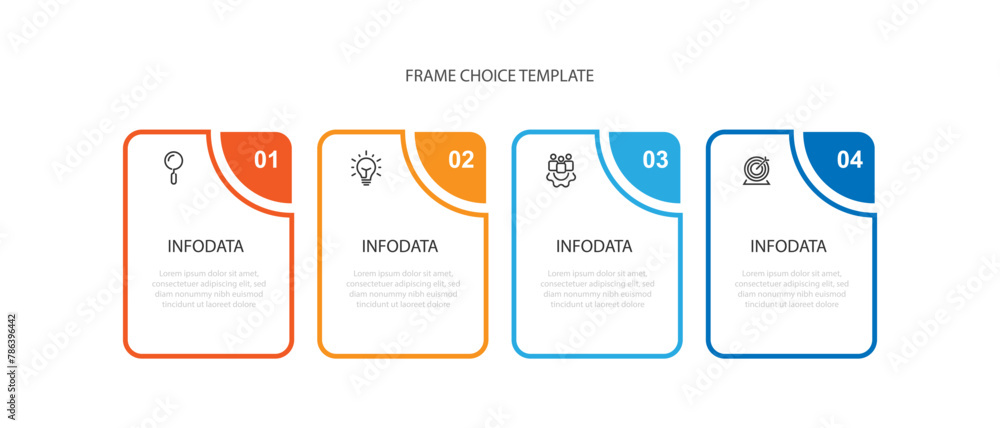 Business template vector infographic with 4 step frame concept Business template vector infographic with 4 step frame concept