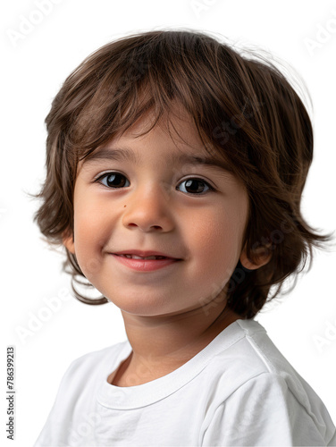 Portrait of a smiling little child isolated on transparent background