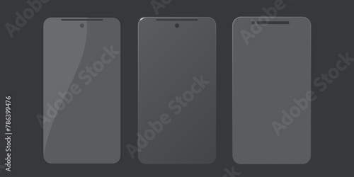Vector screen protector film or glass cover. Screen protect Glass with reflection