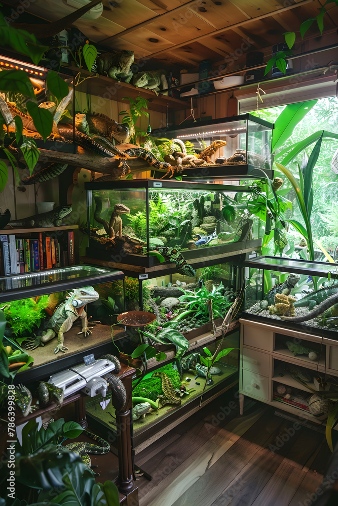 Reptile Enthusiast’s Haven: A Fascinating Indoors With Tropical Terrariums and Unique Reptiles