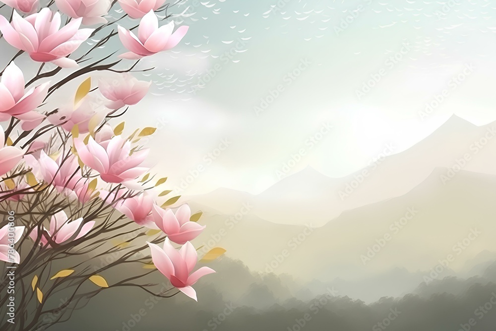 landscape with flowers and clouds made by midjourney