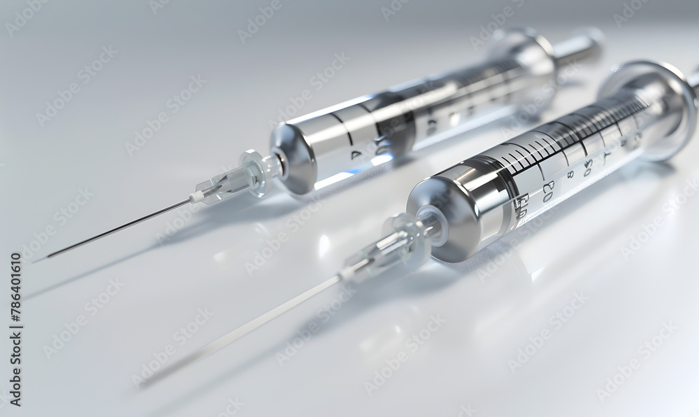 syringes with opened cover sharp needle awareness about Medical