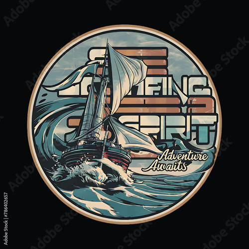 surfing water vector tshirt design and t-shirt graphics with Surfing, minimalist surfing style t shirt design.