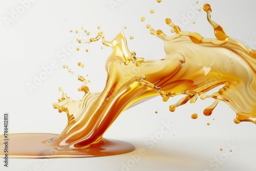 swirling liquid caramel or maple syrup 3d splash on white background digital art