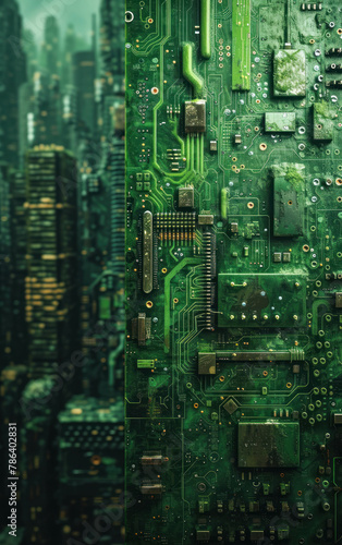 Capture the essence of government IT infrastructure with an abstract green backdrop. AI generative concept.