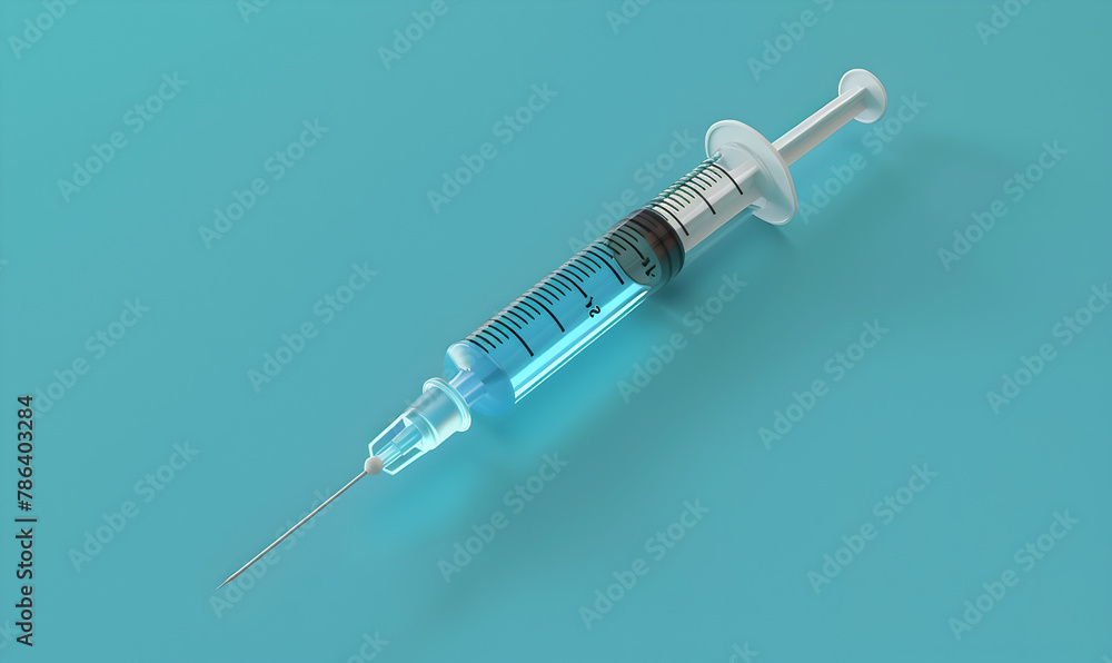 Vintage Glass Syringe filled with vaccine, Nostalgic Medical Relic