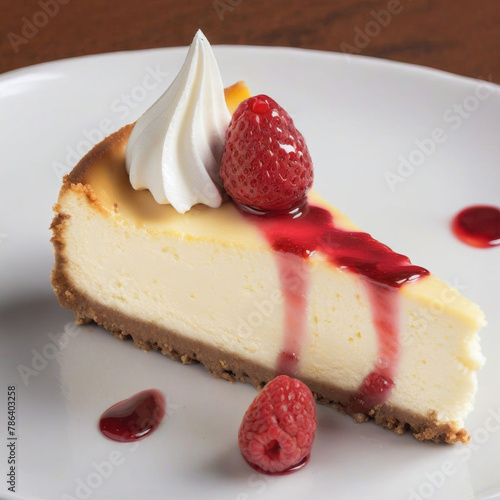 A slice of cheesecake with berry