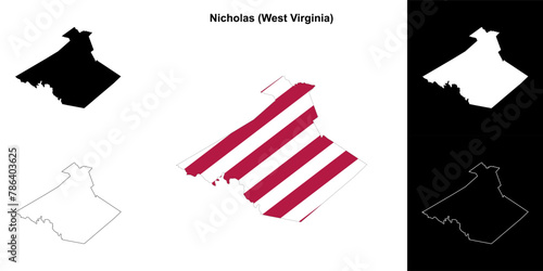 Nicholas County  West Virginia  outline map set