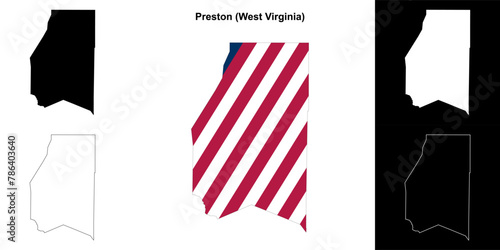 Preston County (West Virginia) outline map set