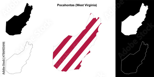 Pocahontas County (West Virginia) outline map set photo