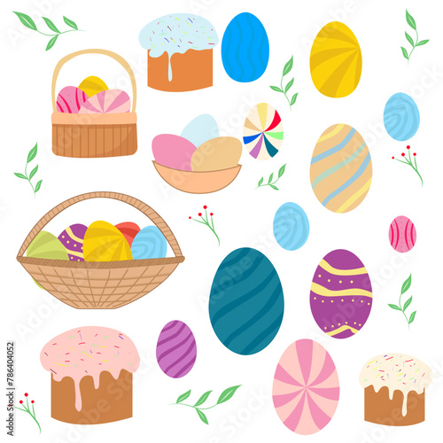Happy Easter, colorful eggs, Easter egg, colored eggs. A set of colored eggs, an Easter set.
