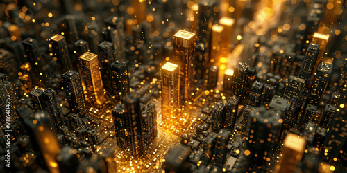 Dive into a birdseye view of a bustling cityscape. Macro photography captures the beauty of electronic components. photo