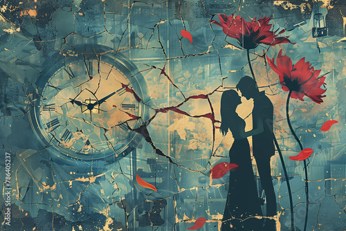Concept of couple and erectile dysfunction symbolism. 