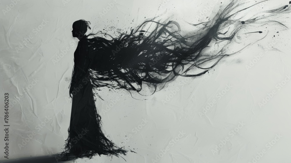 Fototapeta premium Abstract Black Ink Figure