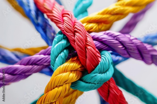 unity in diversity colorful ropes intertwined symbolizing teamwork and collaboration 3d illustration