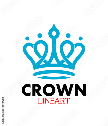 blue crown logo line art