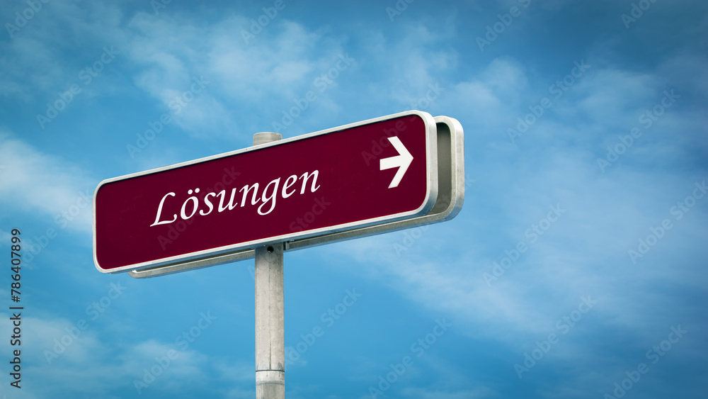 Fototapeta premium Signposts the direct way to Solutions