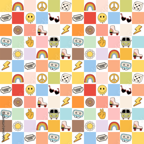 a colorful background with a variety of things including