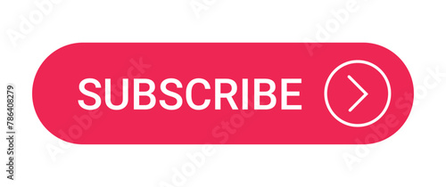 red subscribe button with an icon isolated on a white background