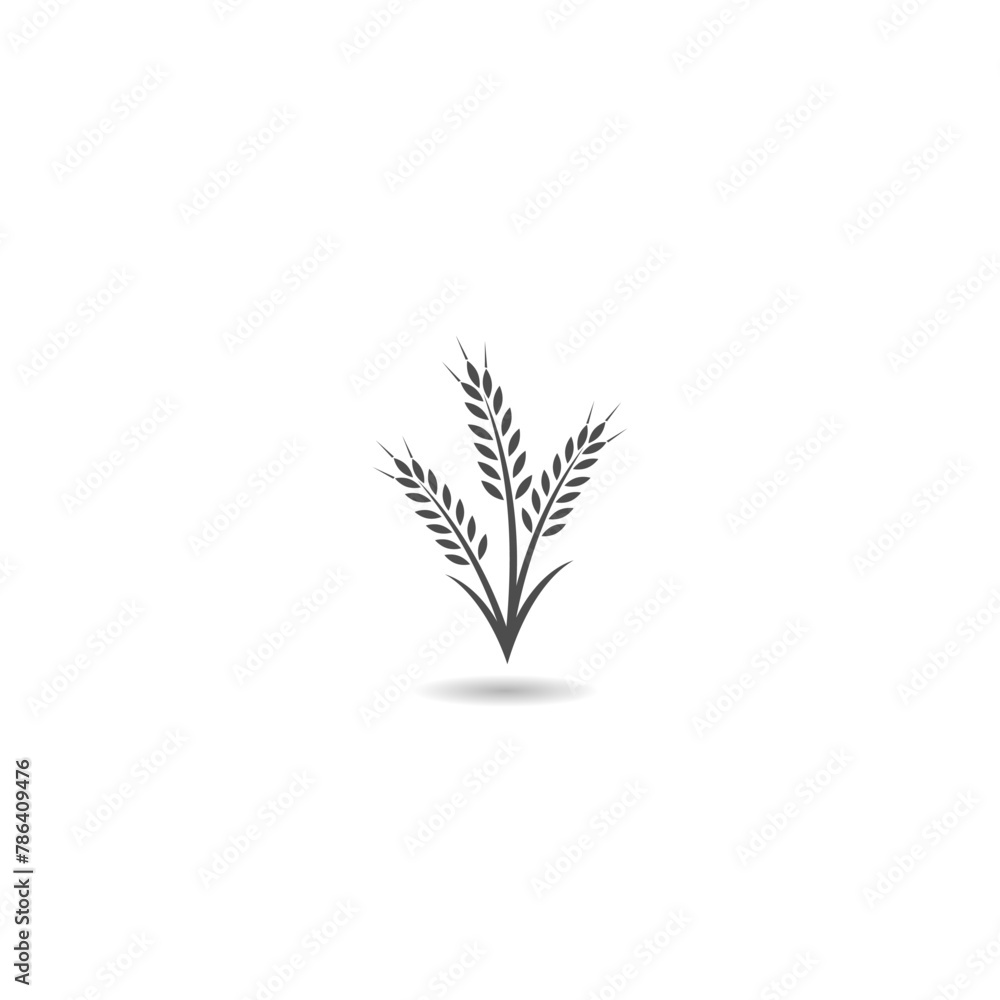 Obraz premium Wheat grain icon with shadow