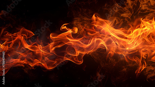 Dynamic Flames Contrast on Black ,blaze fire flame texture background ,Texture of bright fire flames on a black background 