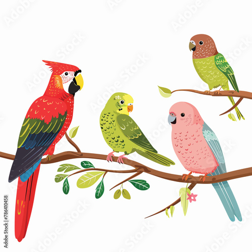 a group of birds sitting on top of a tree branch