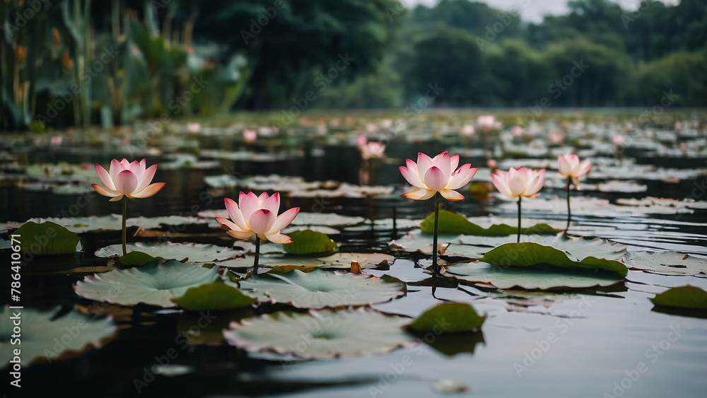 Beautiful pink lotus flower close up in pond at red lotus lake, Udonthani
Beautiful pink lotus flower close up in pond at red lotus lake, Udonthani