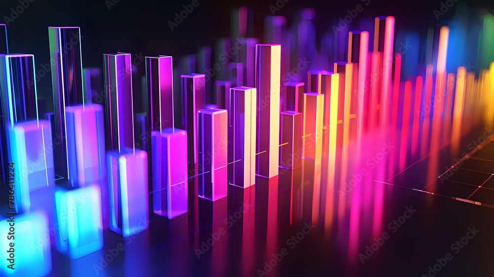 Neon Glow Graph: Futuristic Data Visualization in 3D Neon Glow Graph: Futuristic Data Visualization in 3D