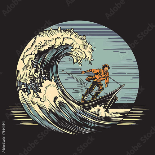 surfing water vector tshirt design and t-shirt graphics with Surfing, minimalist surfing style t shirt design.