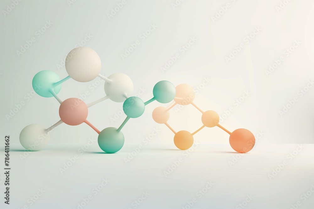 Colorful Molecular Structure on Pastel Background
