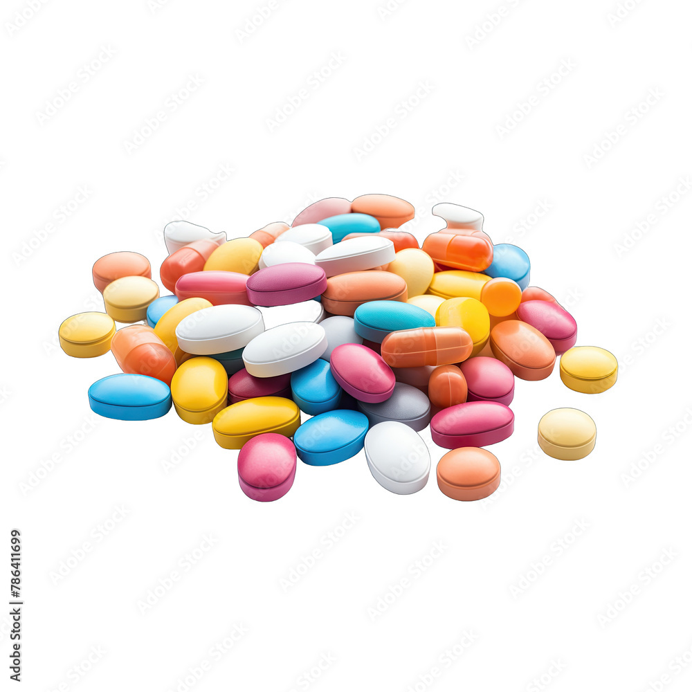 A pile of multicolored pills SVG on transparent background