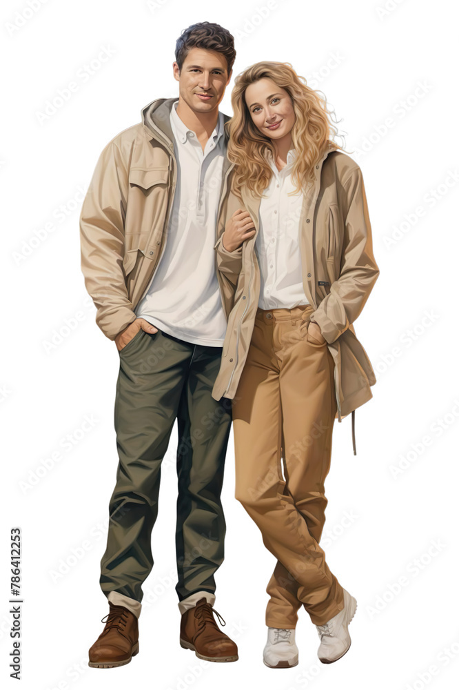 Hyper realistic Couple standing in FRANCE culture clothes Isolated on transparent background. Hyper realistic Couple standing in FRANCE culture clothes Isolated on transparent background.