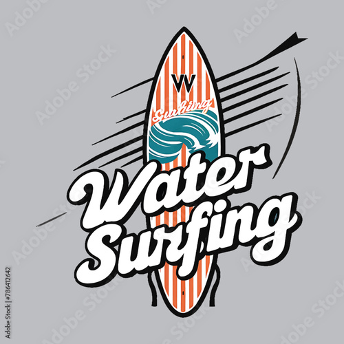 surfing water vector tshirt design and t-shirt graphics with Surfing, minimalist surfing style t shirt design.