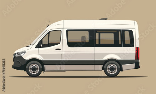 a white van with a black stripe on the side