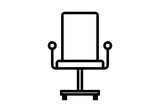 Icono negro de silla de oficina en fondo blanco.