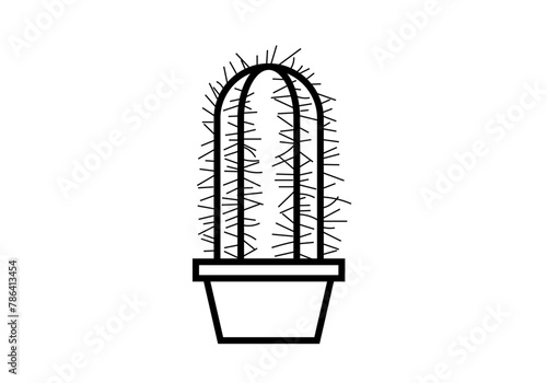 Icono negro de cactus en fondo blanco.