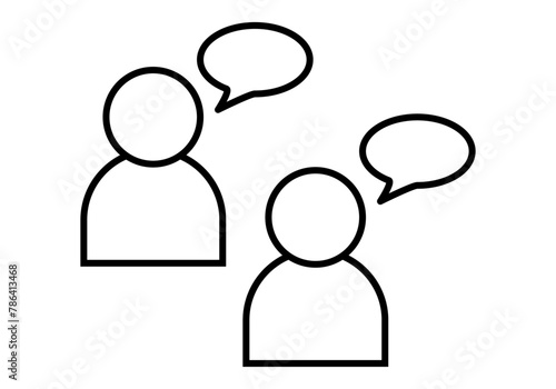 Icono negro de usuarios debatiendo o chateando.