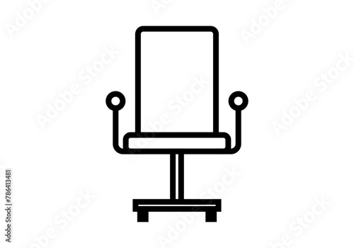 Icono negro de silla de oficina en fondo blanco. photo